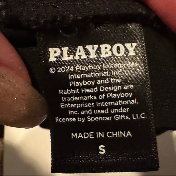 Playboy Black and Red Racing Sheer Top - Large and booty shorts - Small Set - Picture 3 of 3